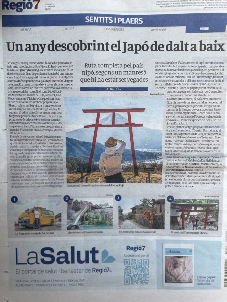 spain, manresa regió7 newspaper about my trip to japan