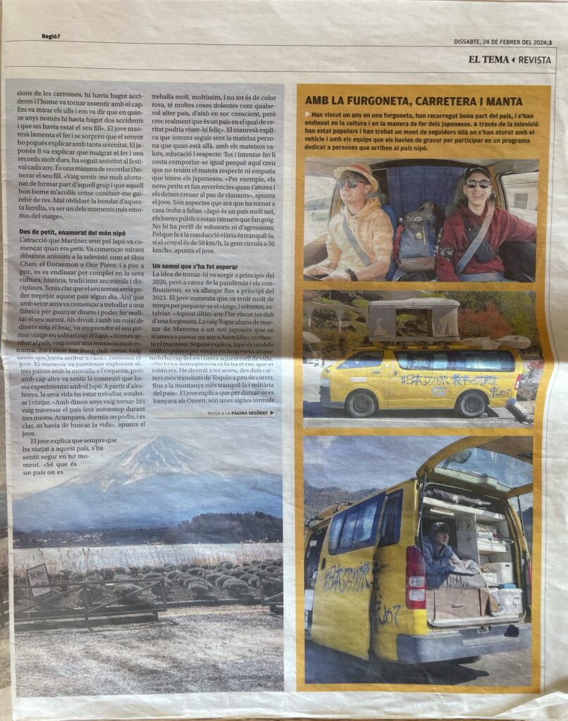 spain, manresa regió7 newspaper about my trip to japan
